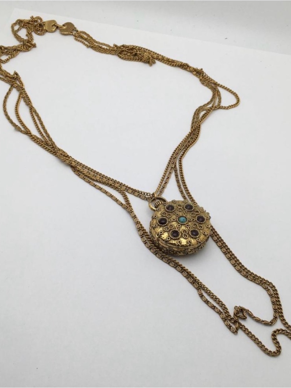 Vintage Goldette N. Y. Pendant Necklace Locket Gold Plated Unsigned